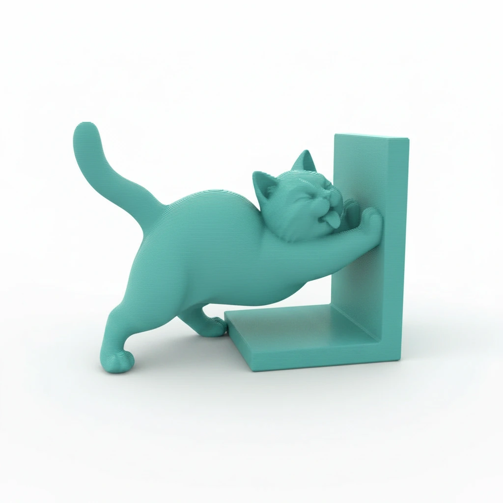 Opritor Carte Decorativ, Design Pisica Jucausa - culoare Albastru verzui, imprimare 3D Vibecraft