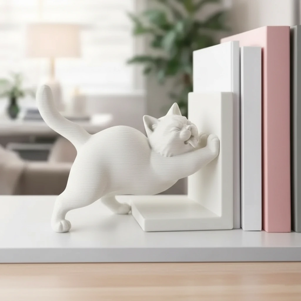 Opritor Carte Decorativ, Design Pisica Jucausa - culoare white scene, produs imprimat 3D Vibecraft