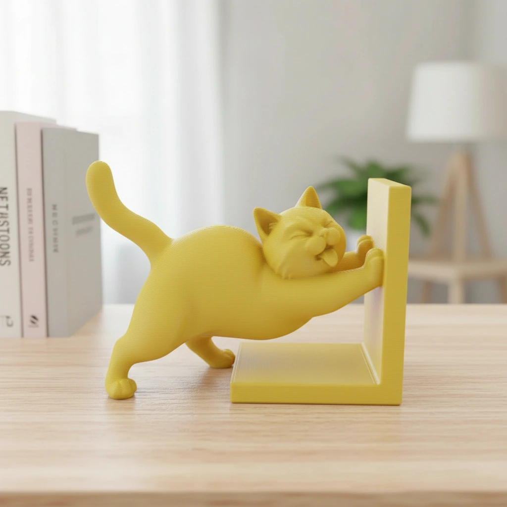 Opritor Carte Decorativ, Design Pisica Jucausa - culoare Galben, imprimare 3D Vibecraft