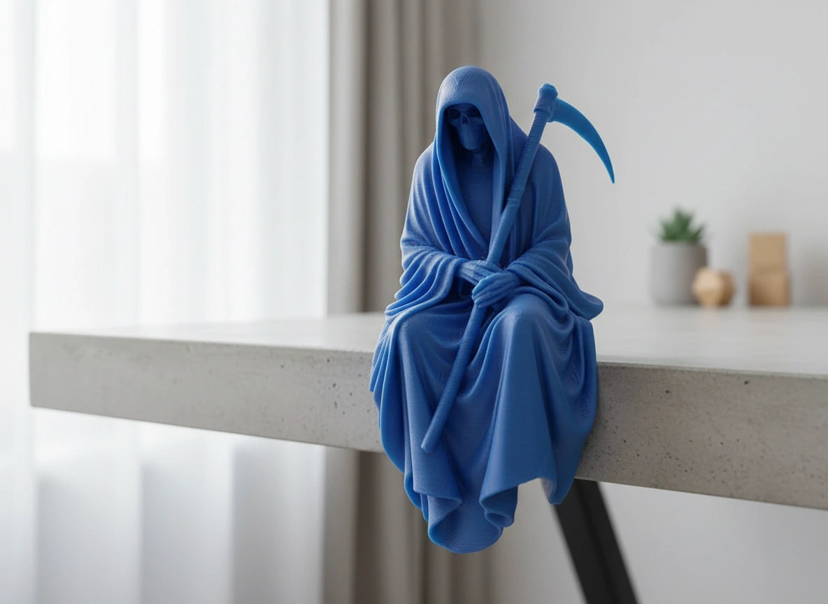 Figurină Decorativă Coasa Morții Imprimată 3D pentru Raft sau Birou 10cm - culoare Albastru, imprimare 3D Vibecraft