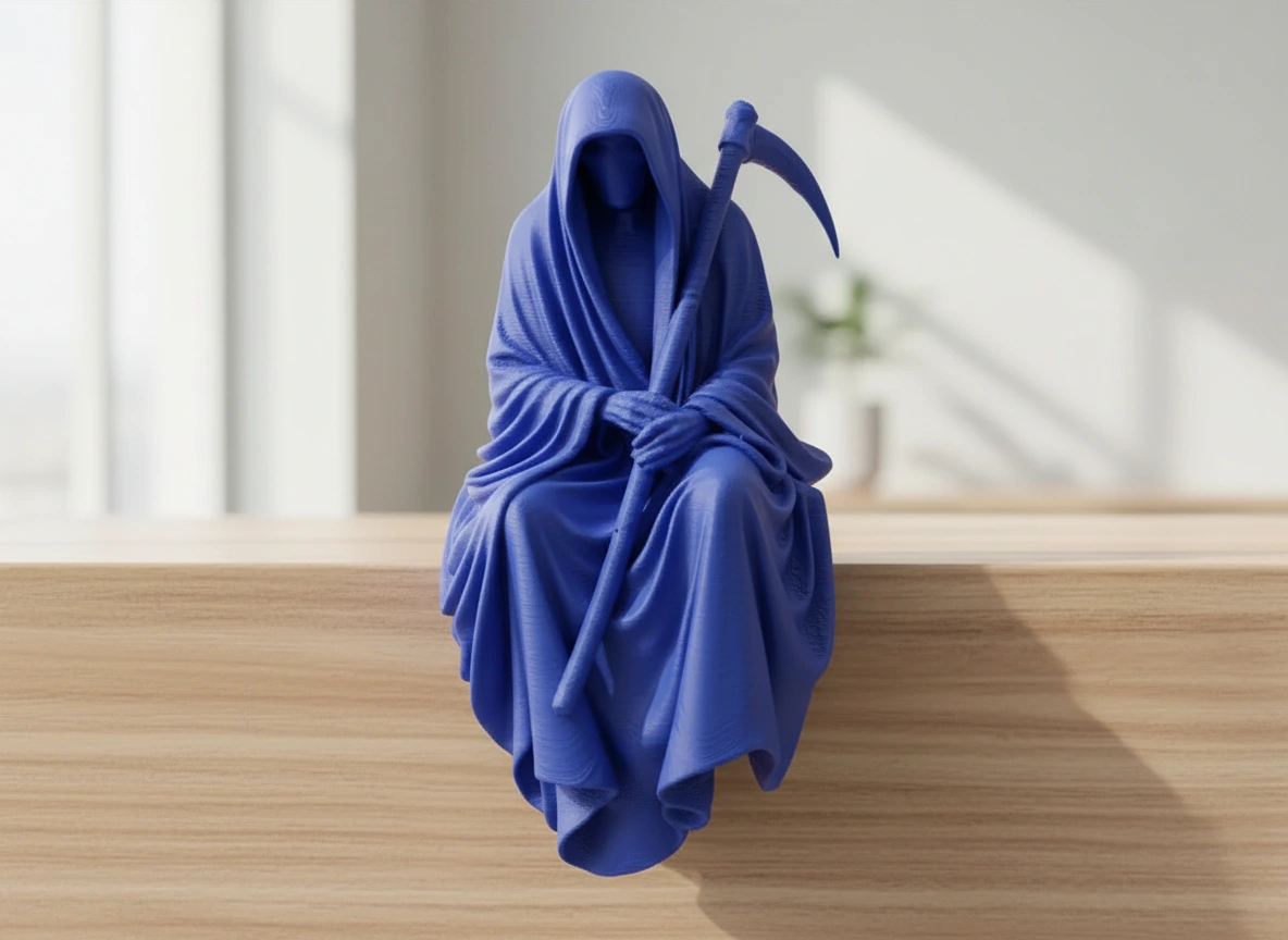 Figurină Decorativă Coasa Morții Imprimată 3D pentru Raft sau Birou 10cm - culoare Albastru, imprimare 3D Vibecraft