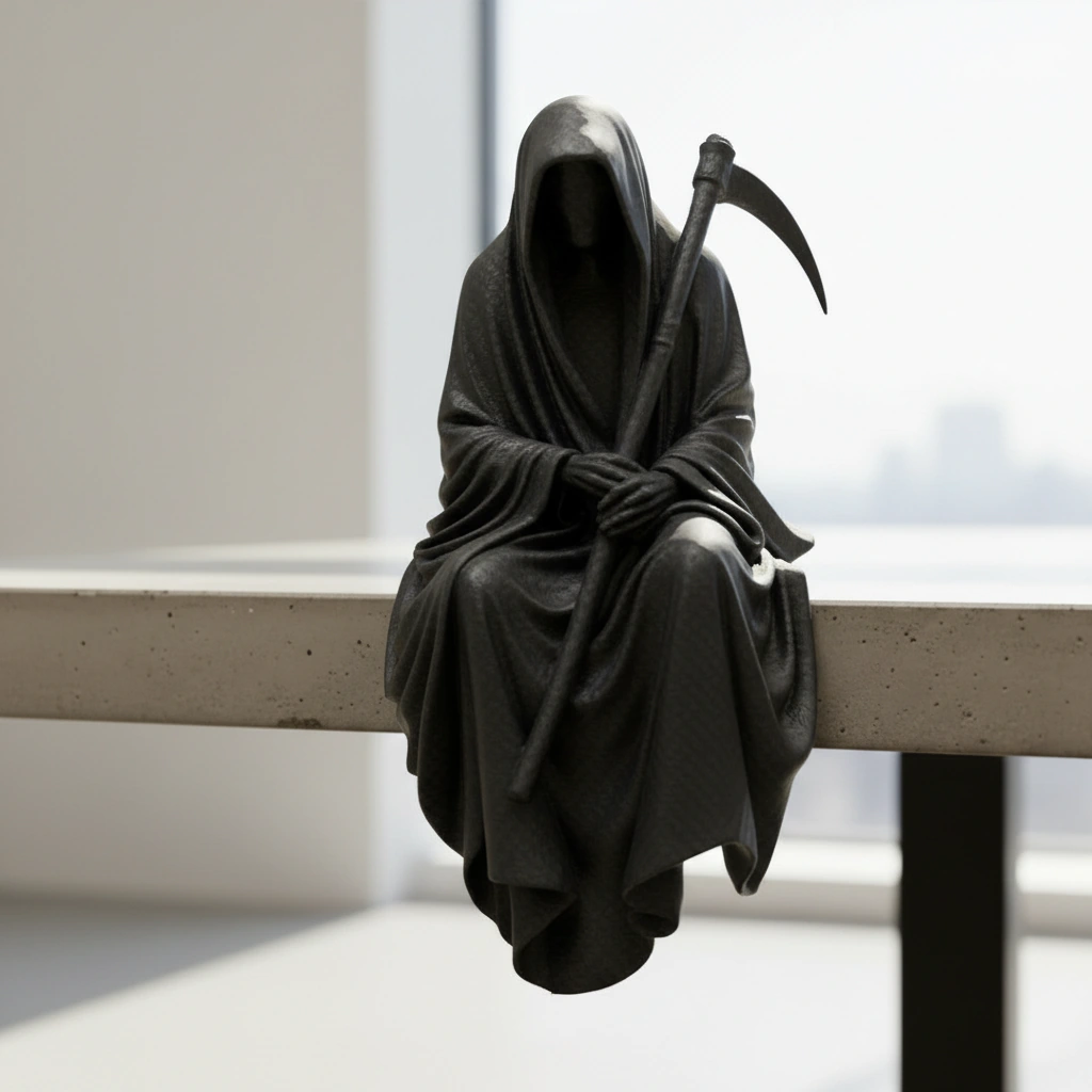 Figurină Decorativă Coasa Morții Imprimată 3D pentru Raft sau Birou 10cm - Negru compozit fibra de carbon, imprimare 3D Vibecraft