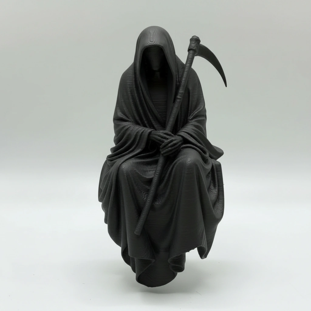 Figurină Decorativă Coasa Morții Imprimată 3D pentru Raft sau Birou 10cm - Negru compozit fibra de carbon, imprimare 3D Vibecraft