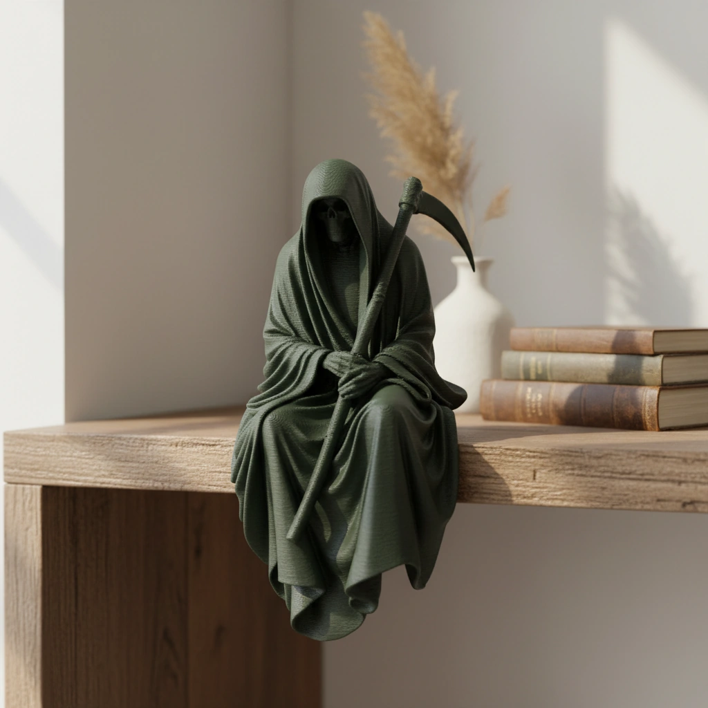 Figurină Decorativă Coasa Morții Imprimată 3D pentru Raft sau Birou 10cm - Olive green compozit fibra de carbon, imprimare 3D Vibecraft