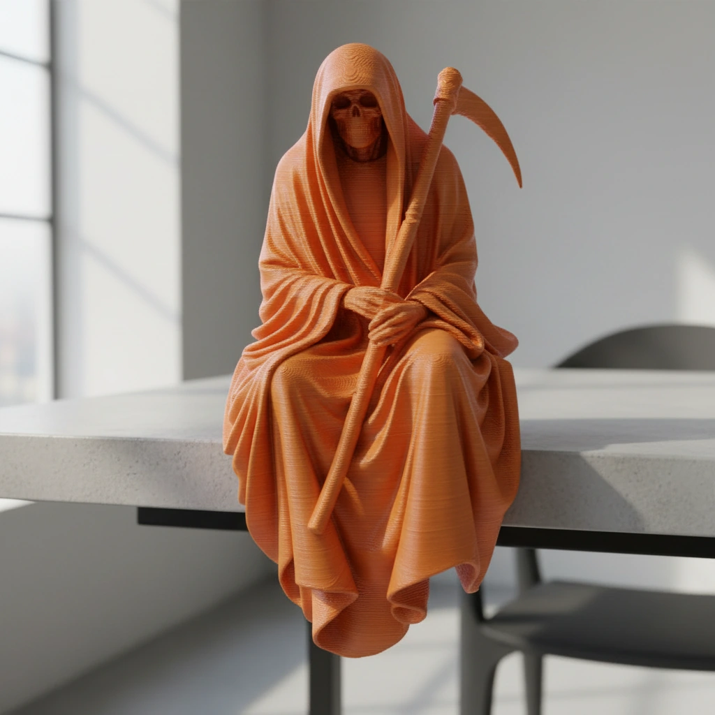 Figurină Decorativă Coasa Morții Imprimată 3D pentru Raft sau Birou 10cm - Orange compozit fibra de carbon, imprimare 3D Vibecraft