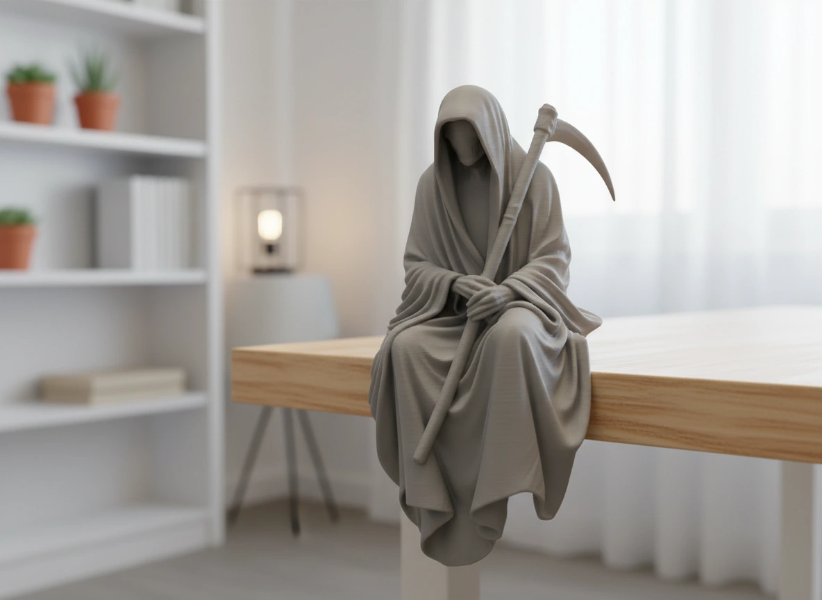 Figurină Decorativă Coasa Morții Imprimată 3D pentru Raft sau Birou 10cm - culoare Gri, imprimare 3D Vibecraft