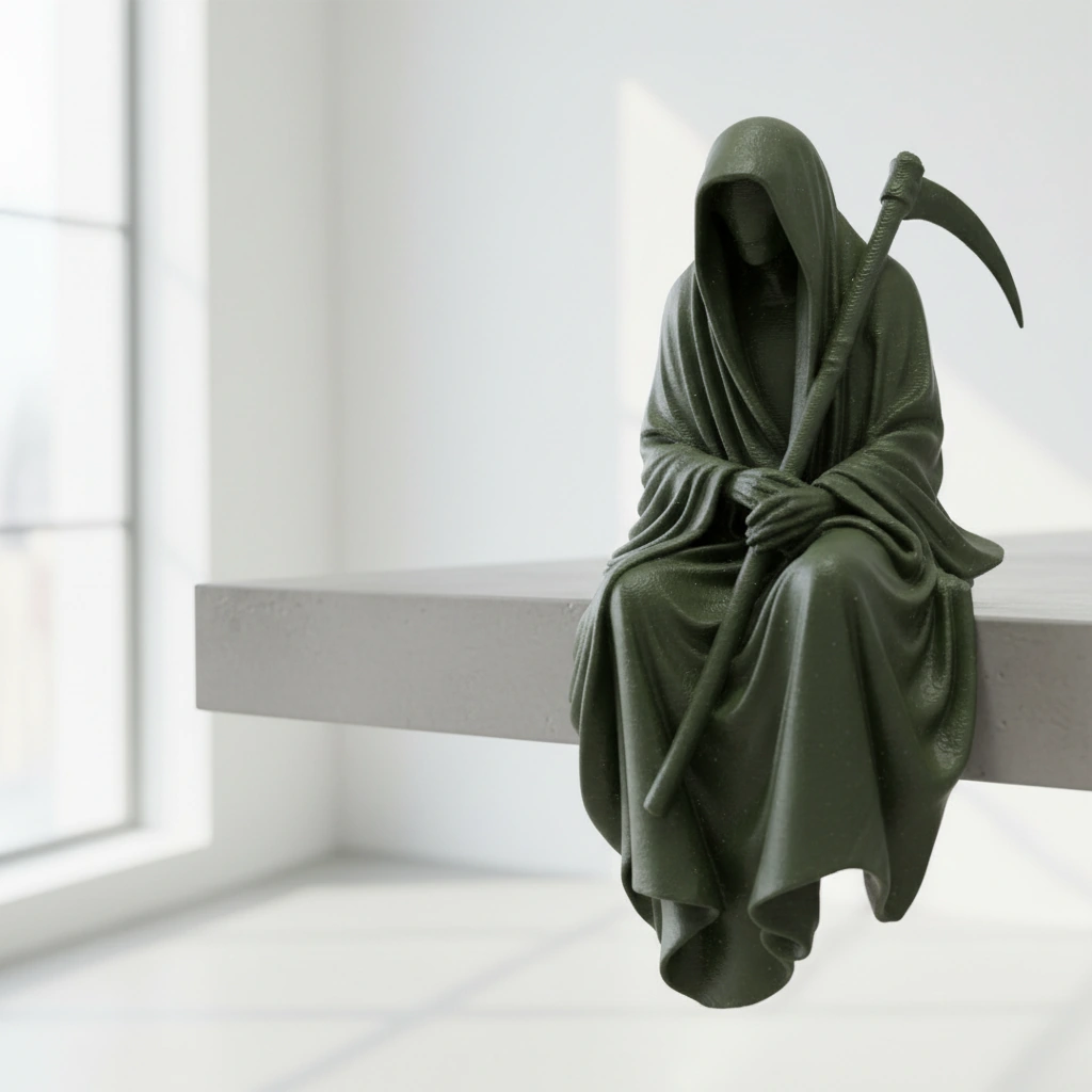 Figurină Decorativă Coasa Morții Imprimată 3D pentru Raft sau Birou 10cm - culoare Verde, imprimare 3D Vibecraft