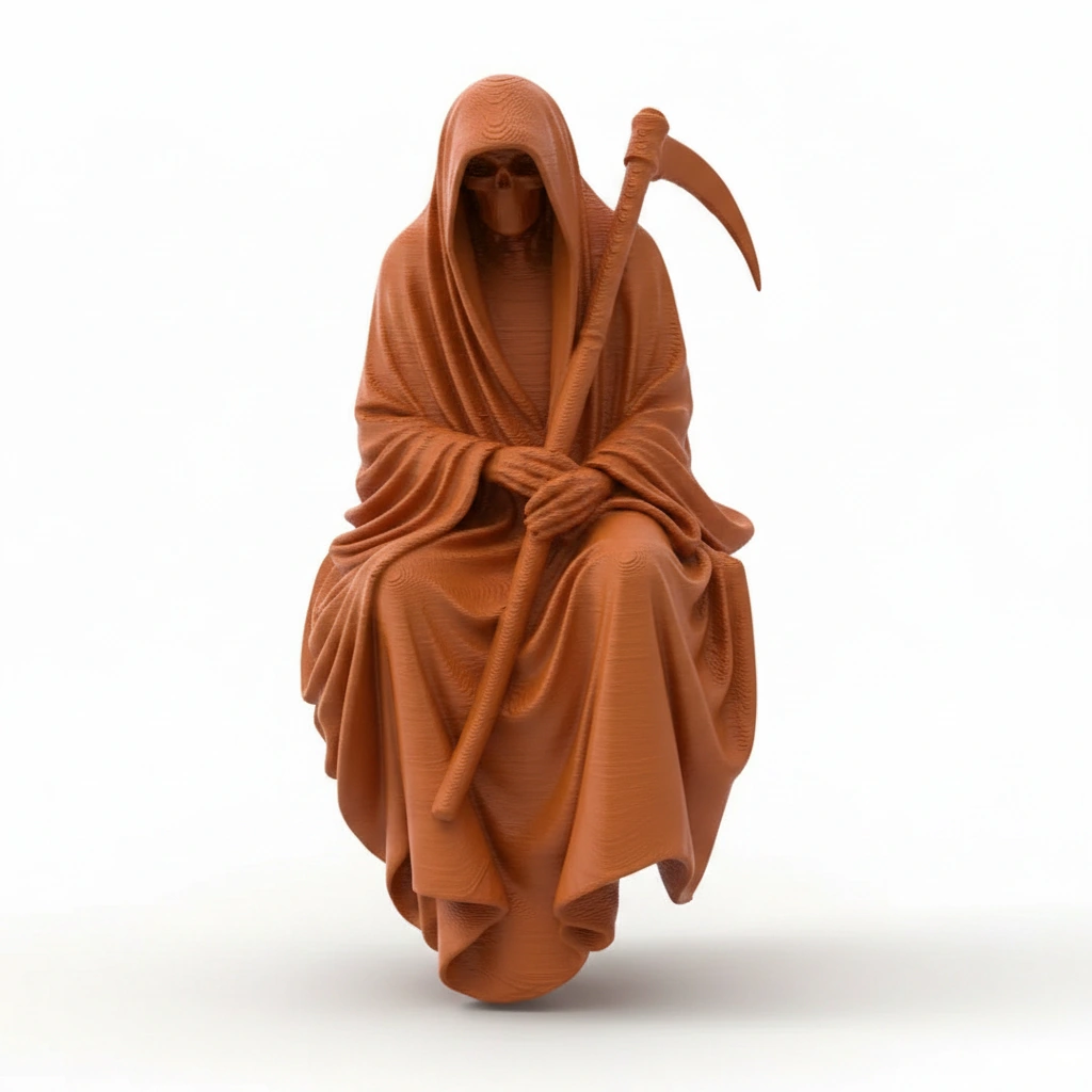 Figurină Decorativă Coasa Morții Imprimată 3D pentru Raft sau Birou 10cm - culoare Portocaliu, imprimare 3D Vibecraft