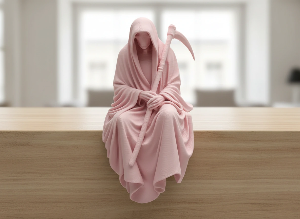 Figurină Decorativă Coasa Morții Imprimată 3D pentru Raft sau Birou 10cm - culoare Roz, imprimare 3D Vibecraft