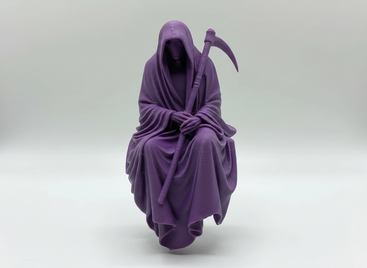 Figurină Decorativă Coasa Morții Imprimată 3D pentru Raft sau Birou 10cm - culoare Mov, imprimare 3D Vibecraft