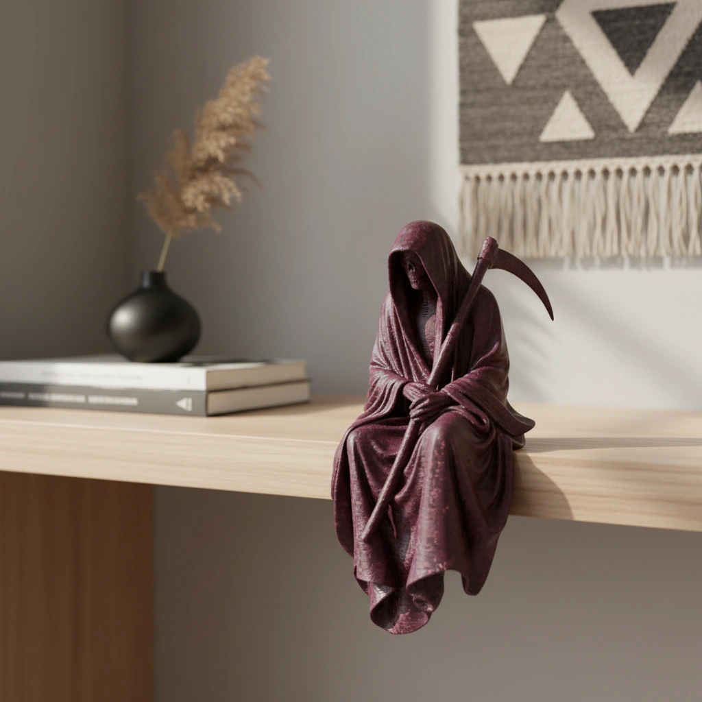 Figurină Decorativă Coasa Morții Imprimată 3D pentru Raft sau Birou 10cm - culoare Roșu, imprimare 3D Vibecraft