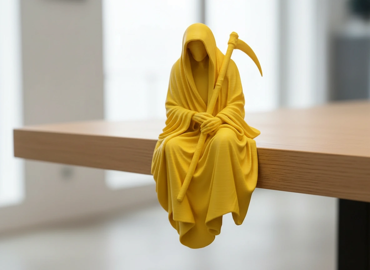 Figurină Decorativă Coasa Morții Imprimată 3D pentru Raft sau Birou 10cm - culoare Galben, imprimare 3D Vibecraft