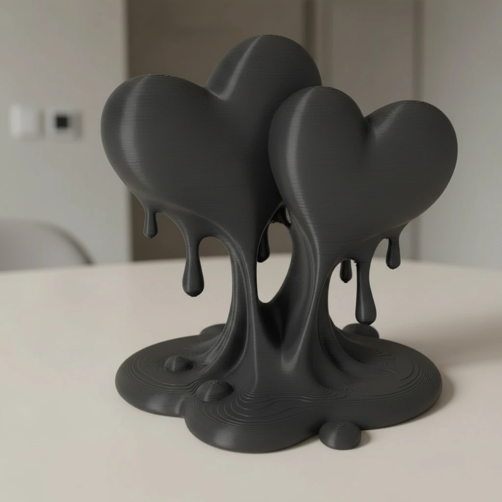 Sculptură Decorativă Inimi Îmbinate, Ornament Modern Dragoste - Negru compozit fibra de carbon, imprimare 3D Vibecraft