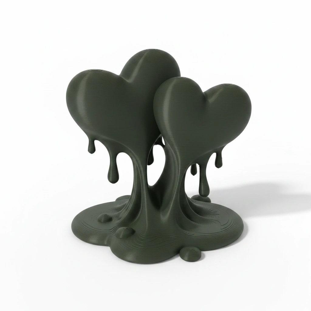 Sculptură Decorativă Inimi Îmbinate, Ornament Modern Dragoste - Olive green compozit fibra de carbon, imprimare 3D Vibecraft