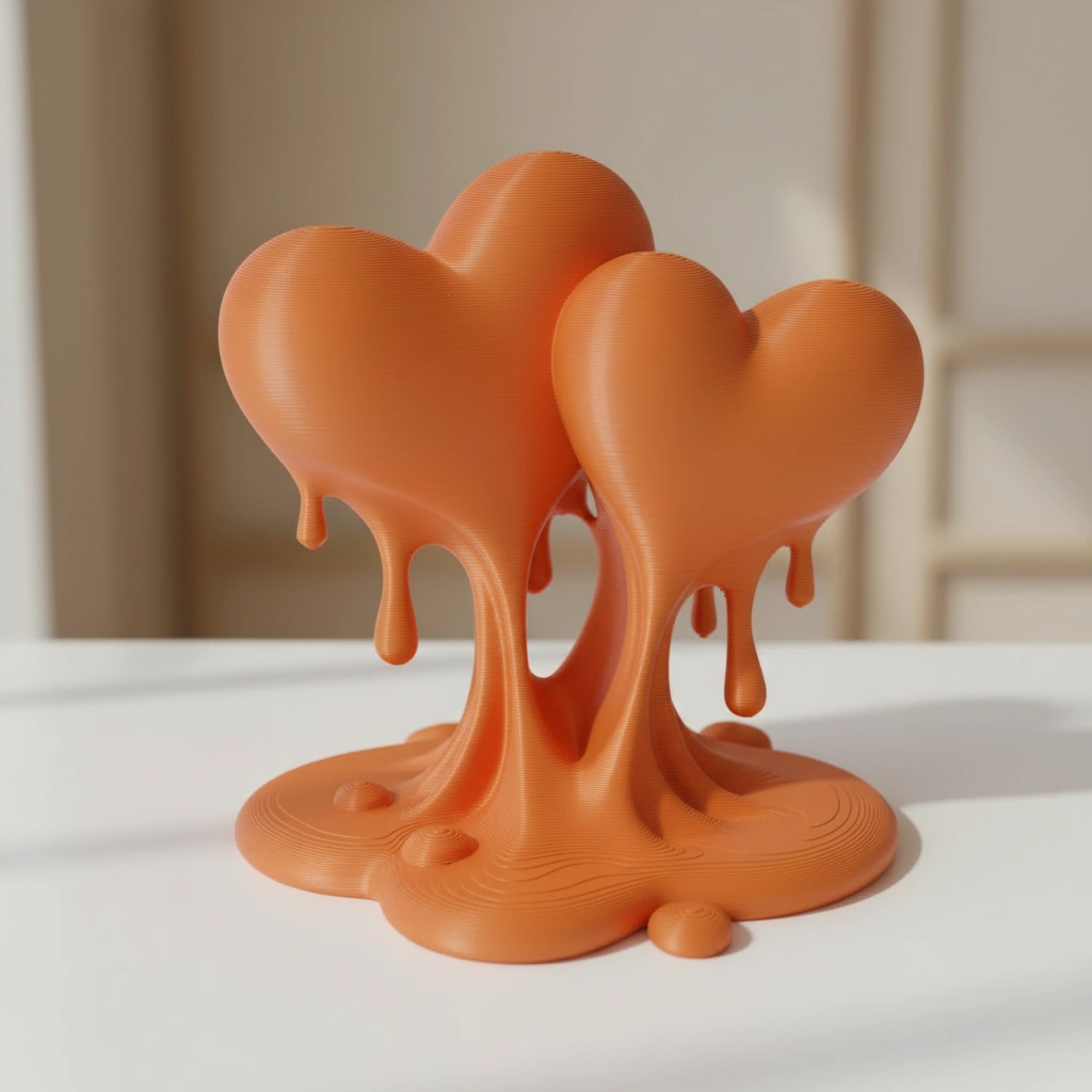 Sculptură Decorativă Inimi Îmbinate, Ornament Modern Dragoste - Orange compozit fibra de carbon, imprimare 3D Vibecraft