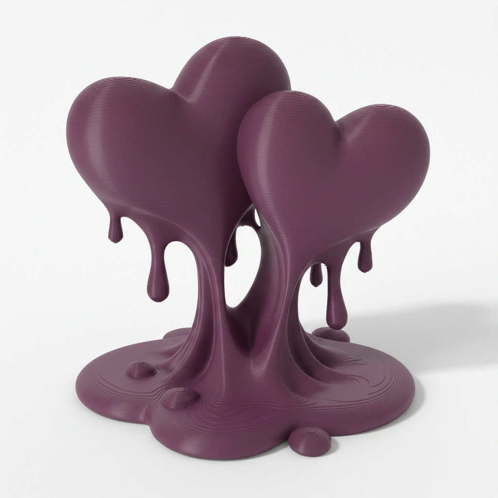 Sculptură Decorativă Inimi Îmbinate, Ornament Modern Dragoste - Purple red compozit fibra de carbon, imprimare 3D Vibecraft