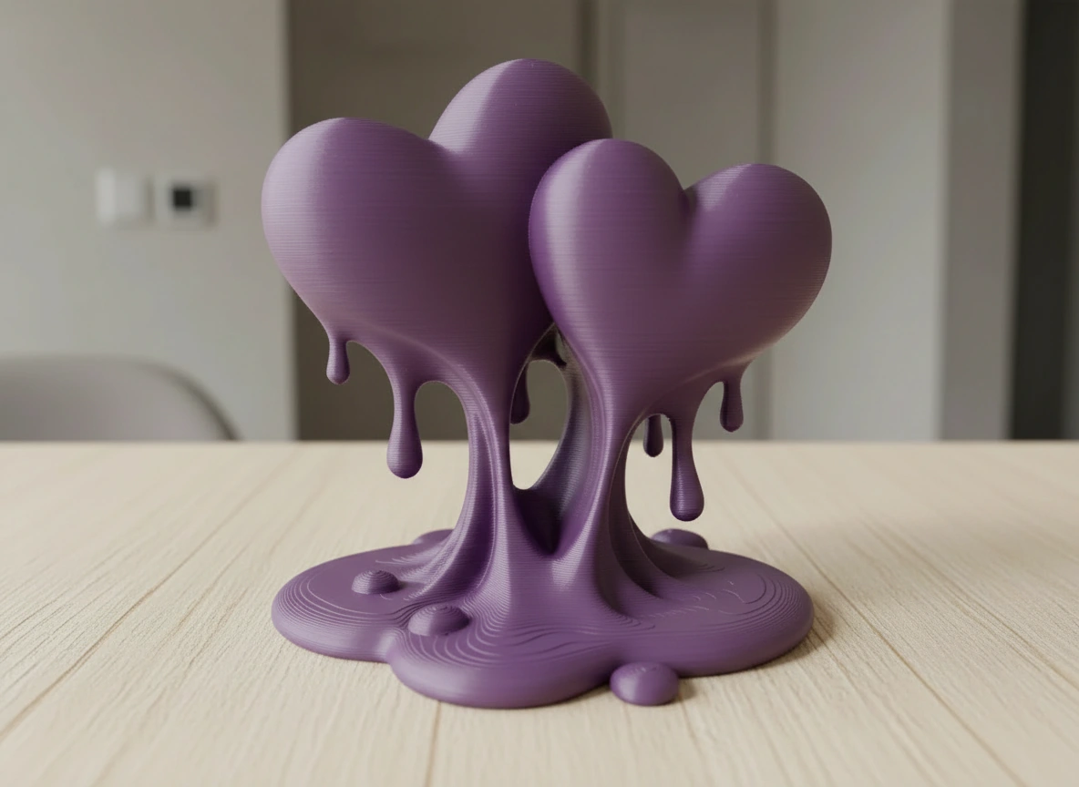 Sculptură Decorativă Inimi Îmbinate, Ornament Modern Dragoste - culoare Mov, imprimare 3D Vibecraft
