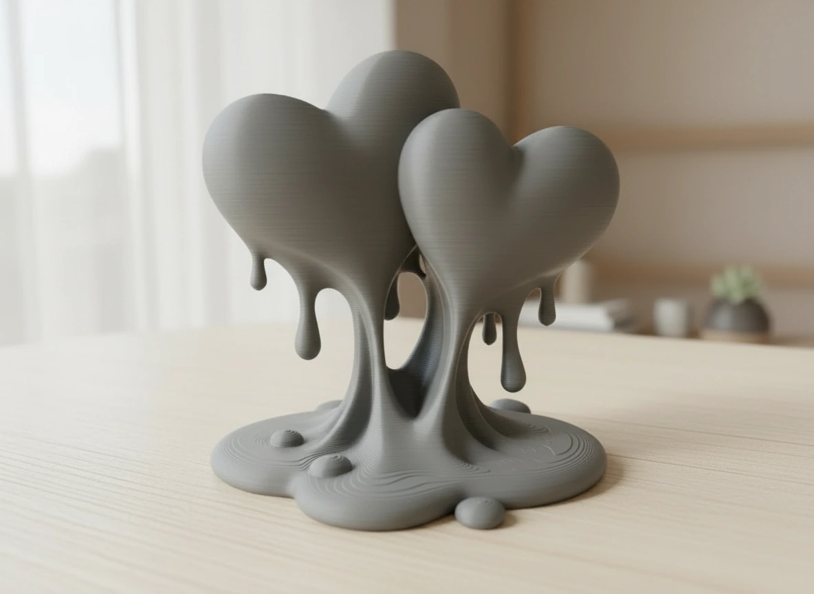 Sculptură Decorativă Inimi Îmbinate, Ornament Modern Dragoste - culoare vibecraft Sculptură Decorativă Inimi Îmbinate, Ornament Modern Dragoste gray lifestyle, produs imprimat 3D Vibecraft