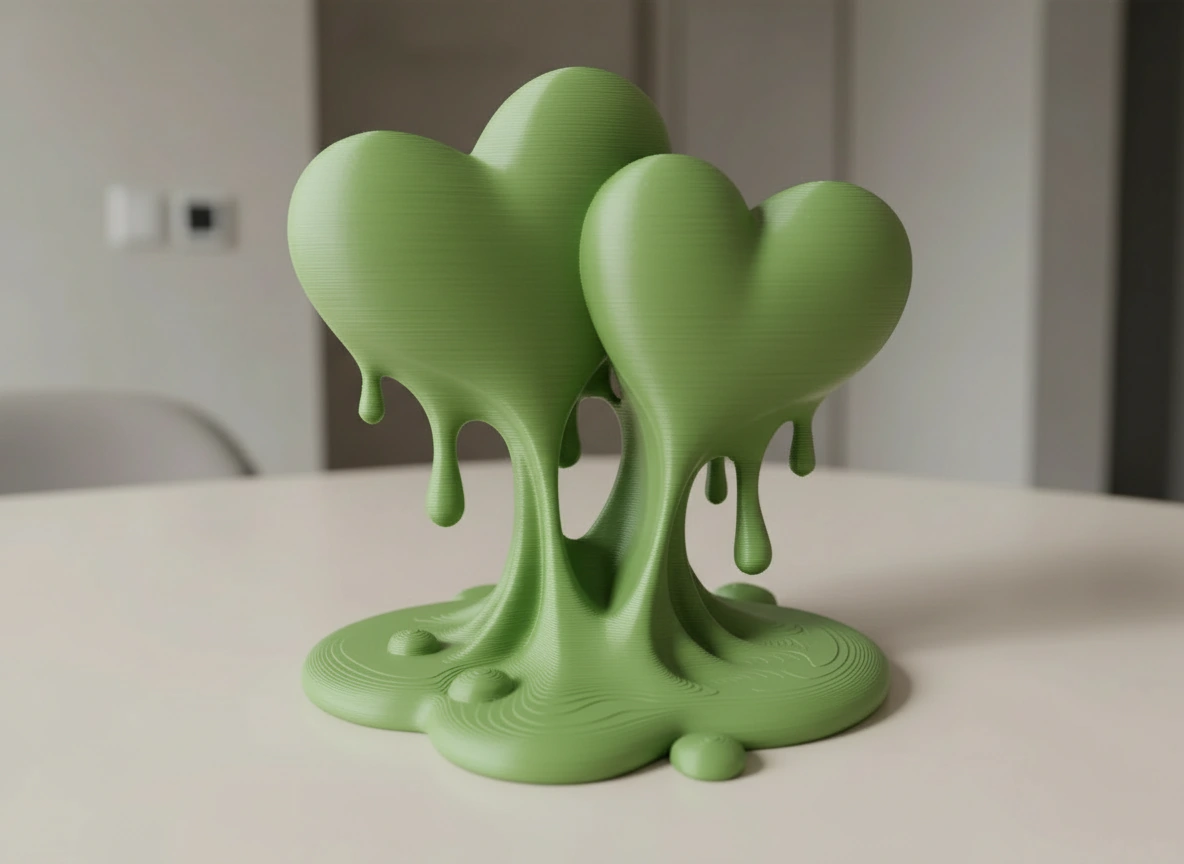 Sculptură Decorativă Inimi Îmbinate, Ornament Modern Dragoste - culoare vibecraft Sculptură Decorativă Inimi Îmbinate, Ornament Modern Dragoste green scene, produs imprimat 3D Vibecraft