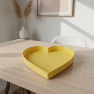 Tavă Organizare Inimă, Suport Obiecte Mici, Decor Modern - culoare Galben, imprimare 3D Vibecraft