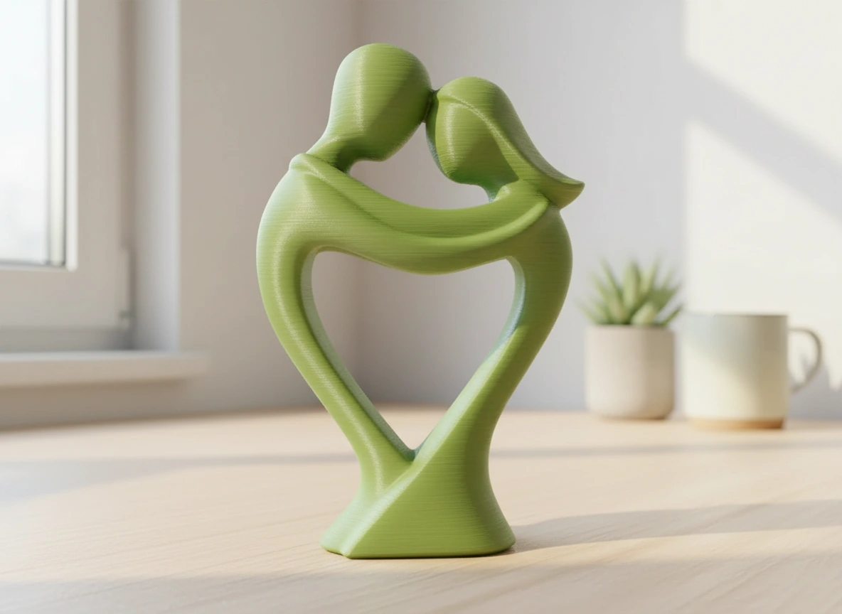 Figurină Decorativă Cuplu Îmbrățișat Iubire Modernă - culoare Verde, imprimare 3D Vibecraft