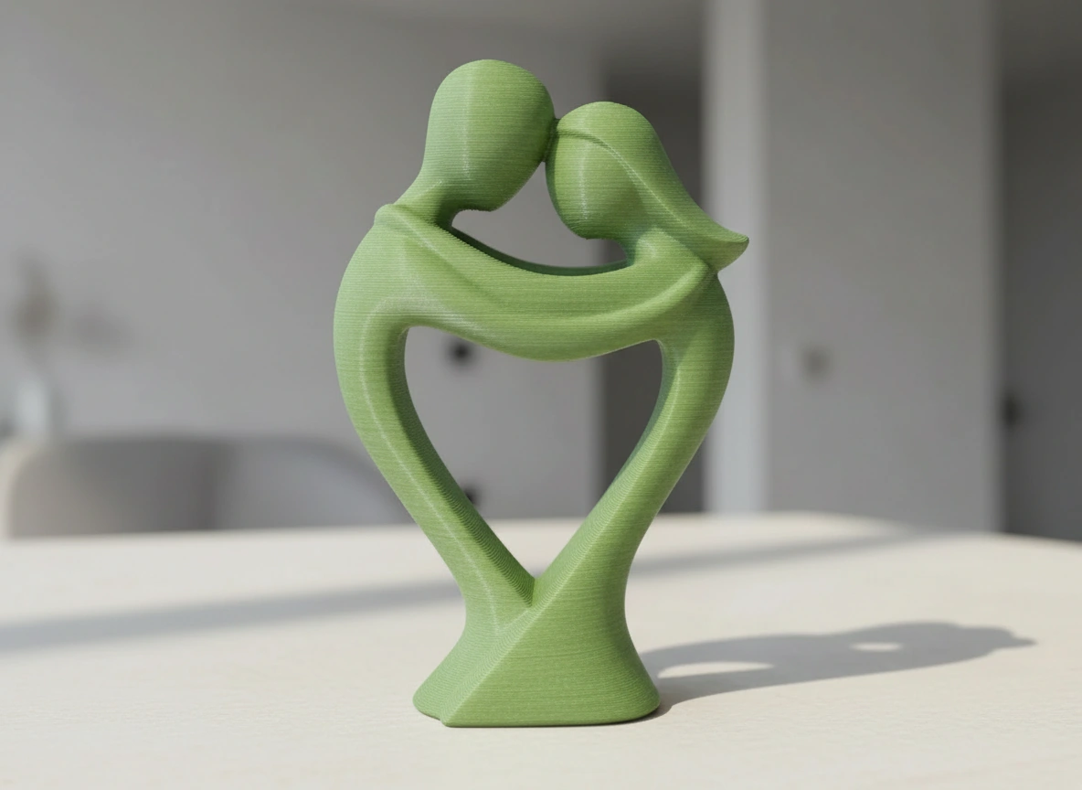 Figurină Decorativă Cuplu Îmbrățișat Iubire Modernă - culoare Verde, imprimare 3D Vibecraft