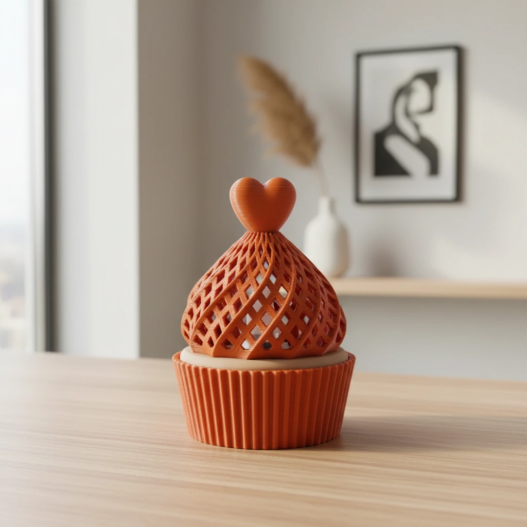 Suport Decorativ pentru Lumânare Electrică Tip Brioșă cu Element Inimă - Orange compozit fibra de carbon, imprimare 3D Vibecraft