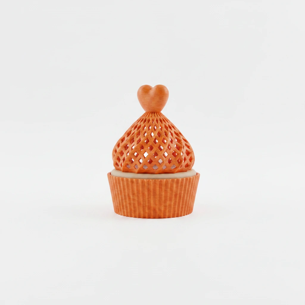 Suport Decorativ pentru Lumânare Electrică Tip Brioșă cu Element Inimă - culoare Portocaliu, imprimare 3D Vibecraft