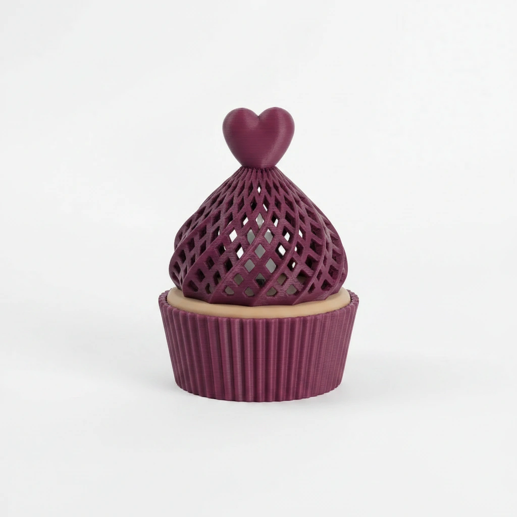 Suport Decorativ pentru Lumânare Electrică Tip Brioșă cu Element Inimă - culoare Roșu, imprimare 3D Vibecraft
