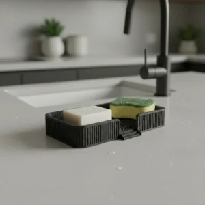 Suport Drenaj Burete Sapun Accesorii Chiuveta Organizator Baie Bucatarie - Negru compozit fibra de carbon, imprimare 3D Vibecraft