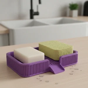 Suport Drenaj Burete Sapun Accesorii Chiuveta Organizator Baie Bucatarie - culoare Mov, imprimare 3D Vibecraft