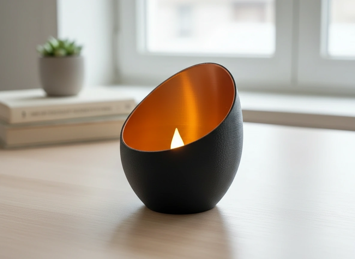 Mini Lampă de veghe decorativă cu LED, pentru ambianță relaxantă - Negru compozit mat, imprimare 3D Vibecraft