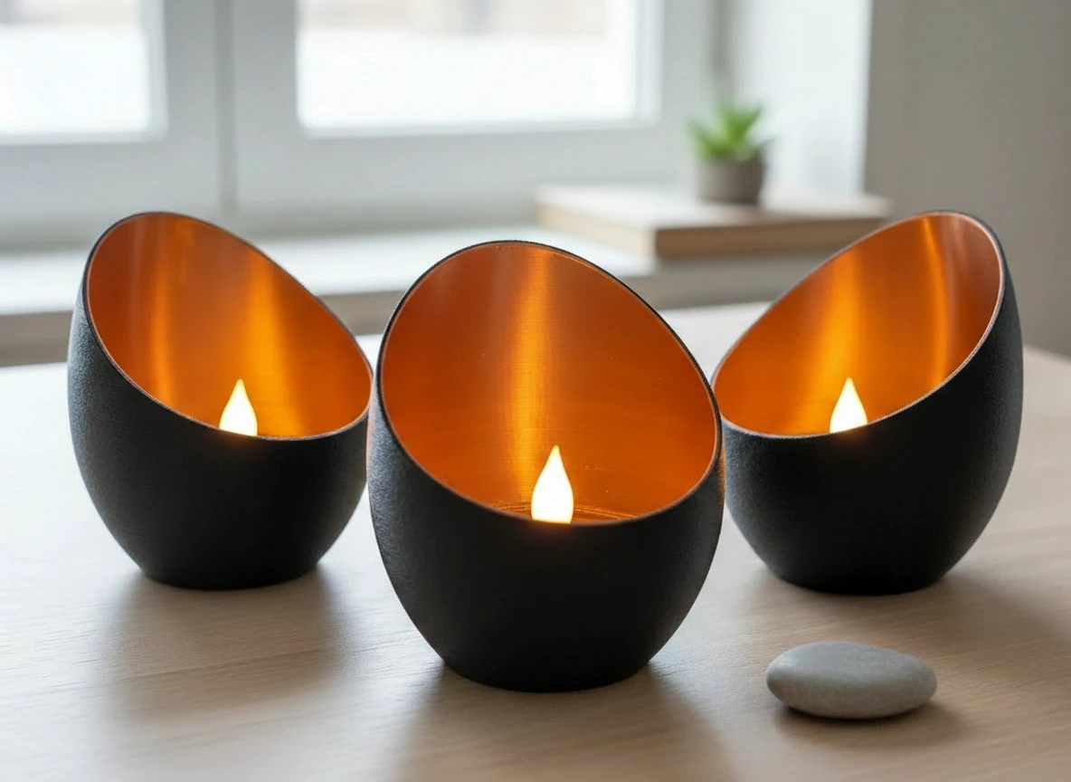 Mini Lampă de veghe decorativă cu LED, pentru ambianță relaxantă - Negru compozit mat, imprimare 3D Vibecraft