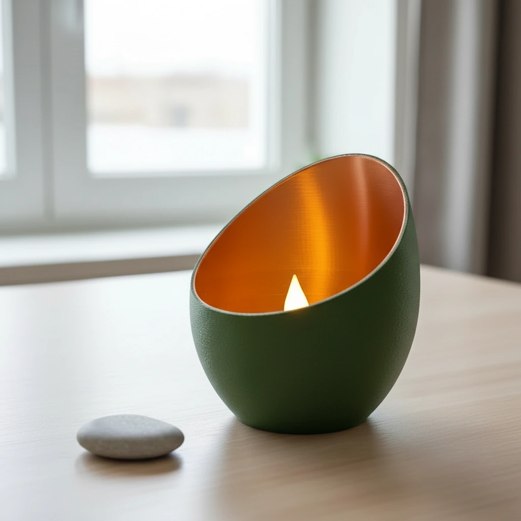 Mini Lampă de veghe decorativă cu LED, pentru ambianță relaxantă - Olive green compozit mat, imprimare 3D Vibecraft