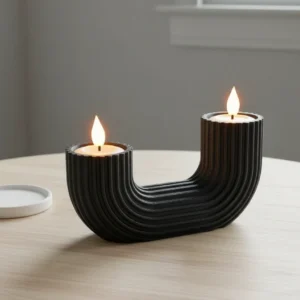 Mini Lampă de veghe LED decorativă, suport dublu, design curbat minimalist - culoare black scene, produs imprimat 3D Vibecraft