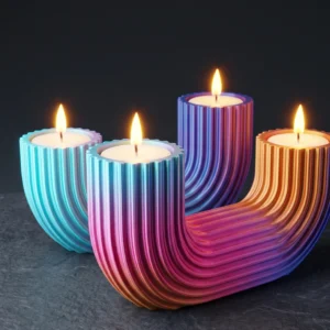 Mini Lampă de veghe LED decorativă, suport dublu, design curbat minimalist - culoare white scene, produs imprimat 3D Vibecraft