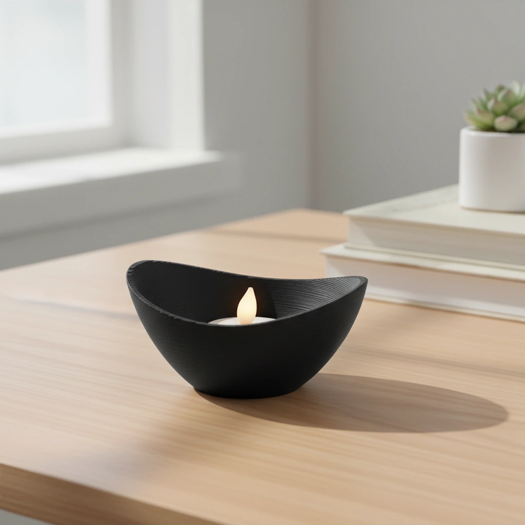Mini Lampă de veghe LED decorativă cu design minimalist, imprimată 3D - Negru compozit mat, imprimare 3D Vibecraft