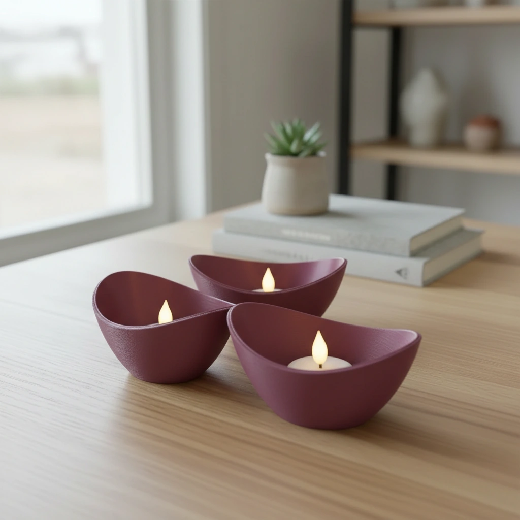 Mini Lampă de veghe LED decorativă cu design minimalist, imprimată 3D - Purple red compozit mat, imprimare 3D Vibecraft