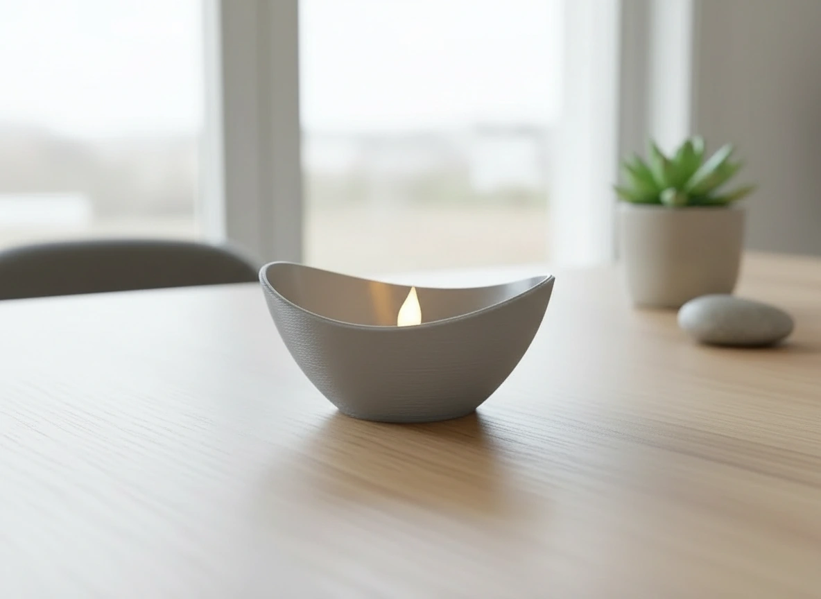 Mini Lampă de veghe LED decorativă cu design minimalist, imprimată 3D - culoare Gri, imprimare 3D Vibecraft