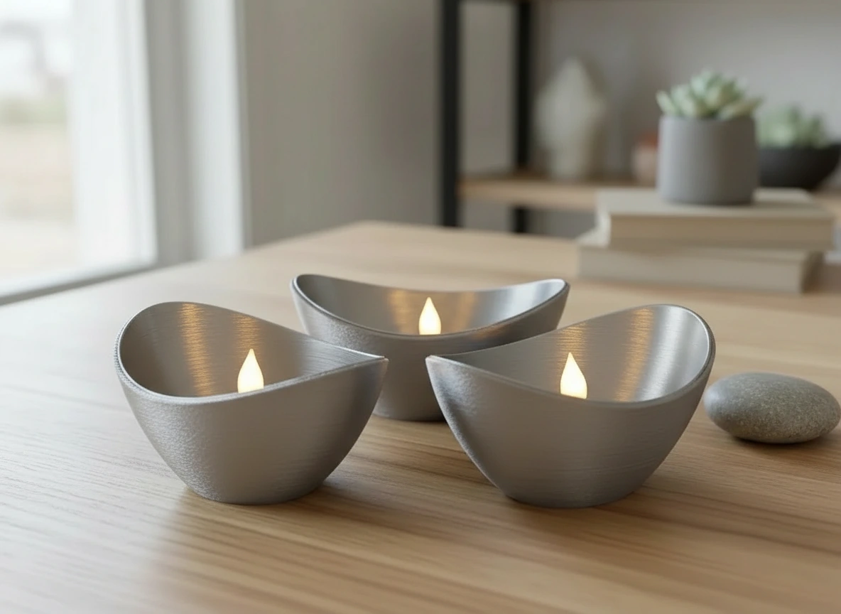 Mini Lampă de veghe LED decorativă cu design minimalist, imprimată 3D - culoare Gri, imprimare 3D Vibecraft