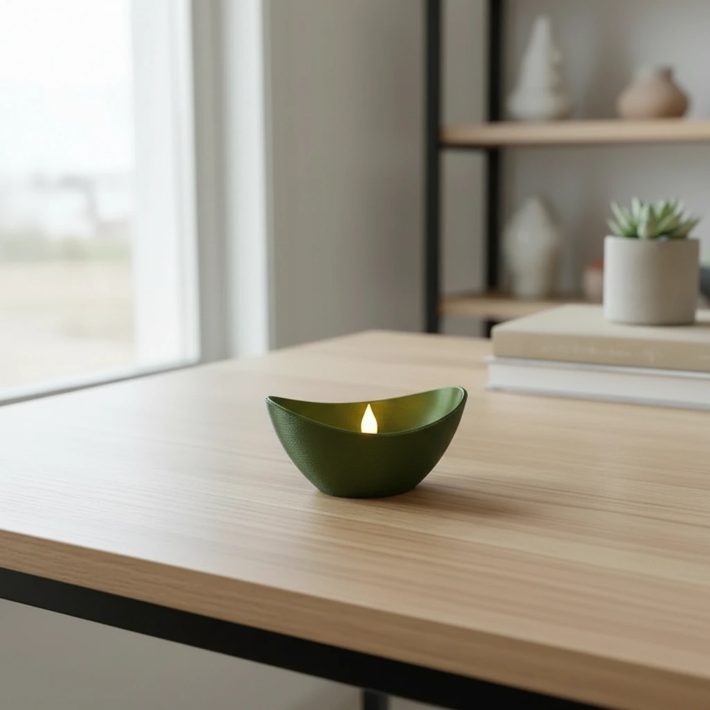 Mini Lampă de veghe LED decorativă cu design minimalist, imprimată 3D - culoare Verde, imprimare 3D Vibecraft