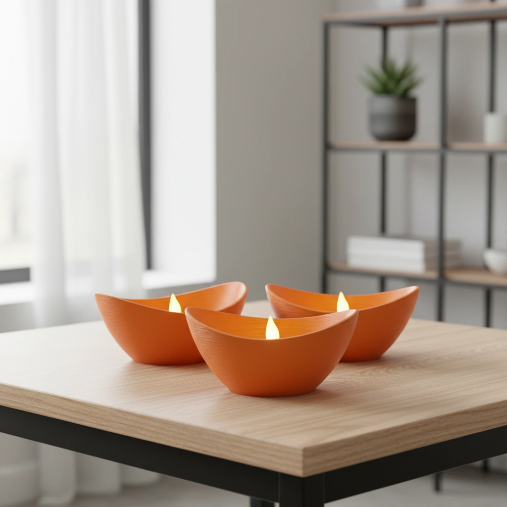 Mini Lampă de veghe LED decorativă cu design minimalist, imprimată 3D - culoare Portocaliu, imprimare 3D Vibecraft
