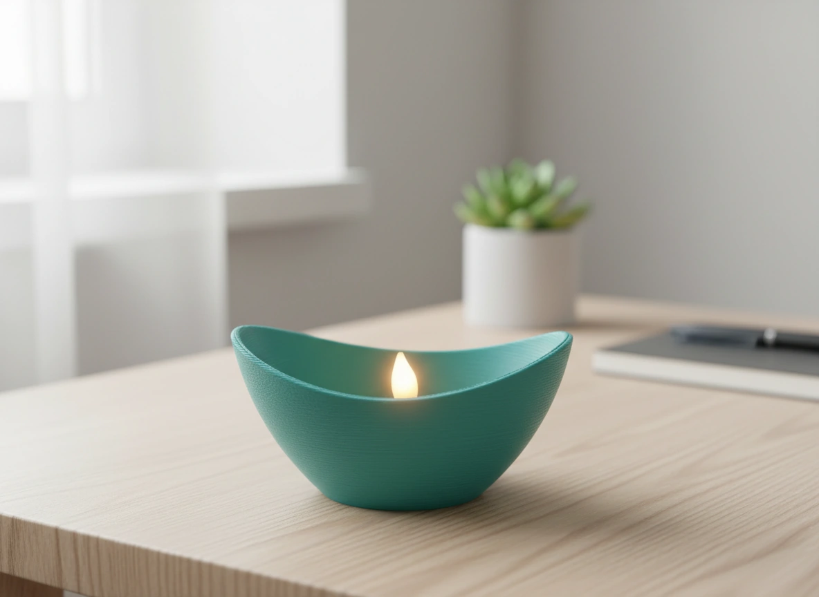 Mini Lampă de veghe LED decorativă cu design minimalist, imprimată 3D - culoare Albastru verzui, imprimare 3D Vibecraft