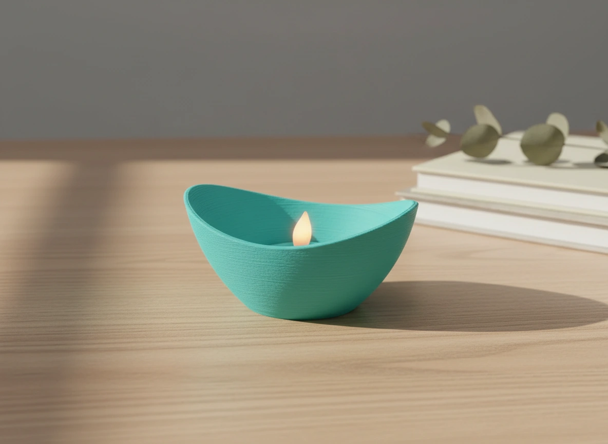 Mini Lampă de veghe LED decorativă cu design minimalist, imprimată 3D - culoare Albastru verzui, imprimare 3D Vibecraft