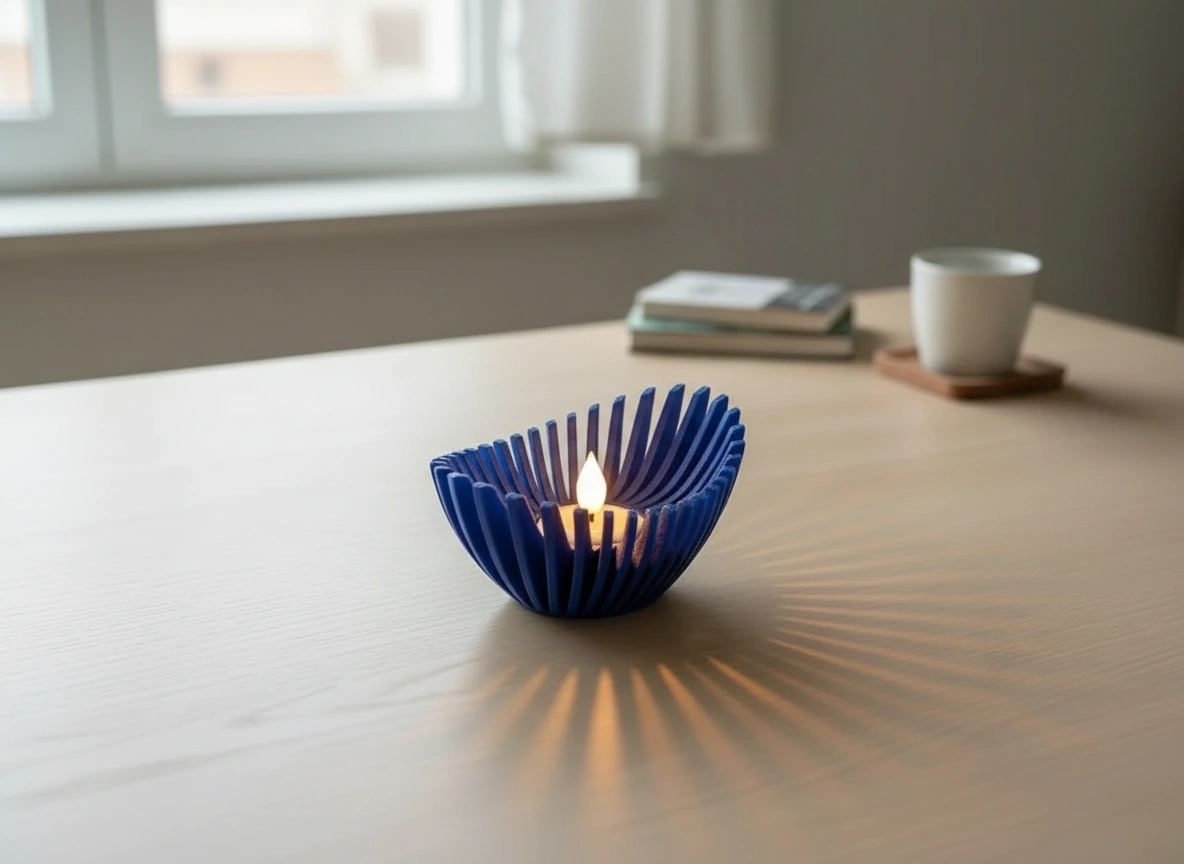 Mini Lampă de veghe LED decorativă cu design geometric modern - culoare Albastru, imprimare 3D Vibecraft