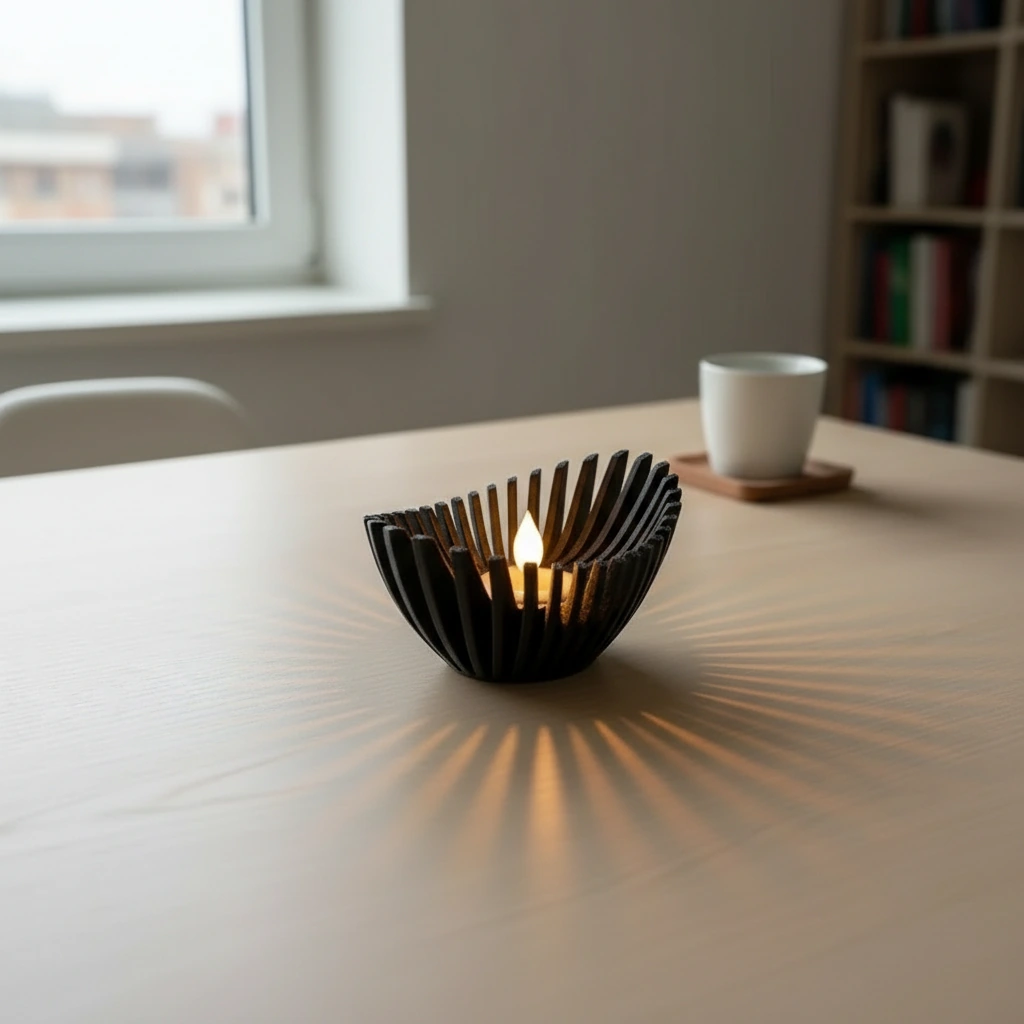 Mini Lampă de veghe LED decorativă cu design geometric modern - Negru compozit mat, imprimare 3D Vibecraft