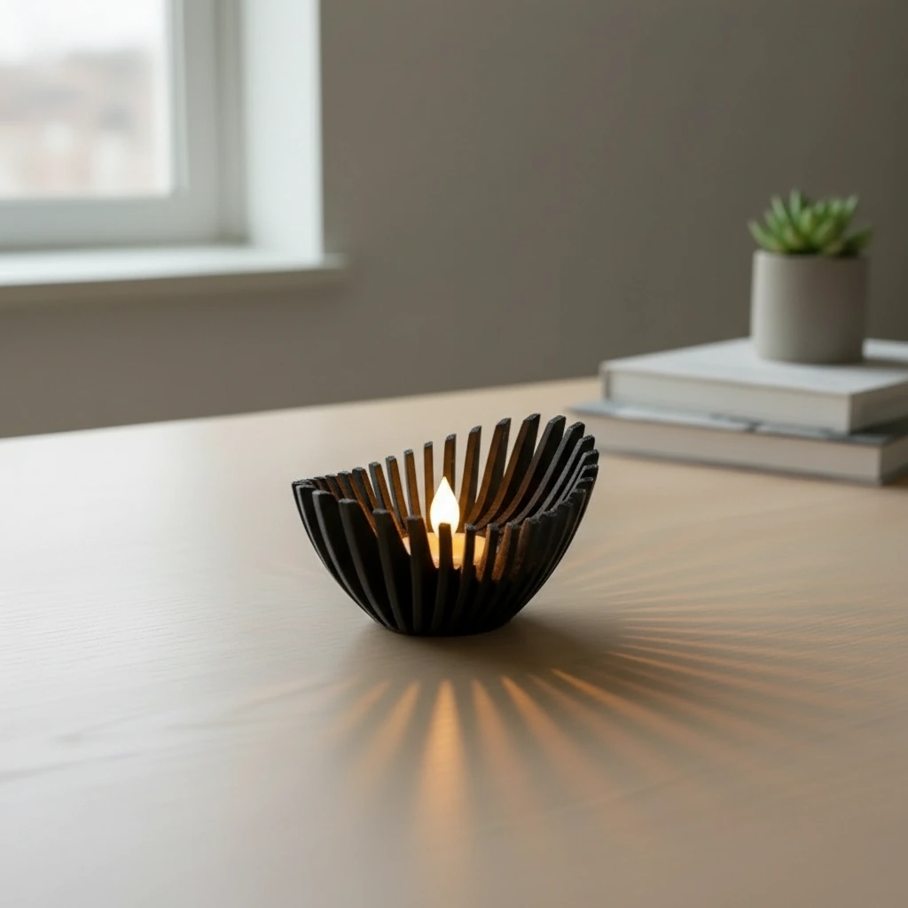 Mini Lampă de veghe LED decorativă cu design geometric modern - Negru compozit mat, imprimare 3D Vibecraft