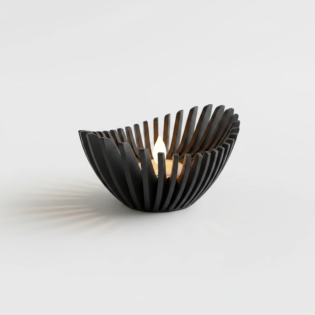 Mini Lampă de veghe LED decorativă cu design geometric modern - Negru compozit mat, imprimare 3D Vibecraft