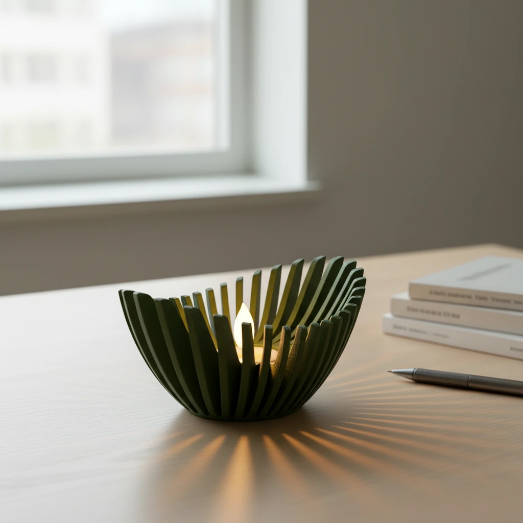 Mini Lampă de veghe LED decorativă cu design geometric modern - Olive green compozit mat, imprimare 3D Vibecraft
