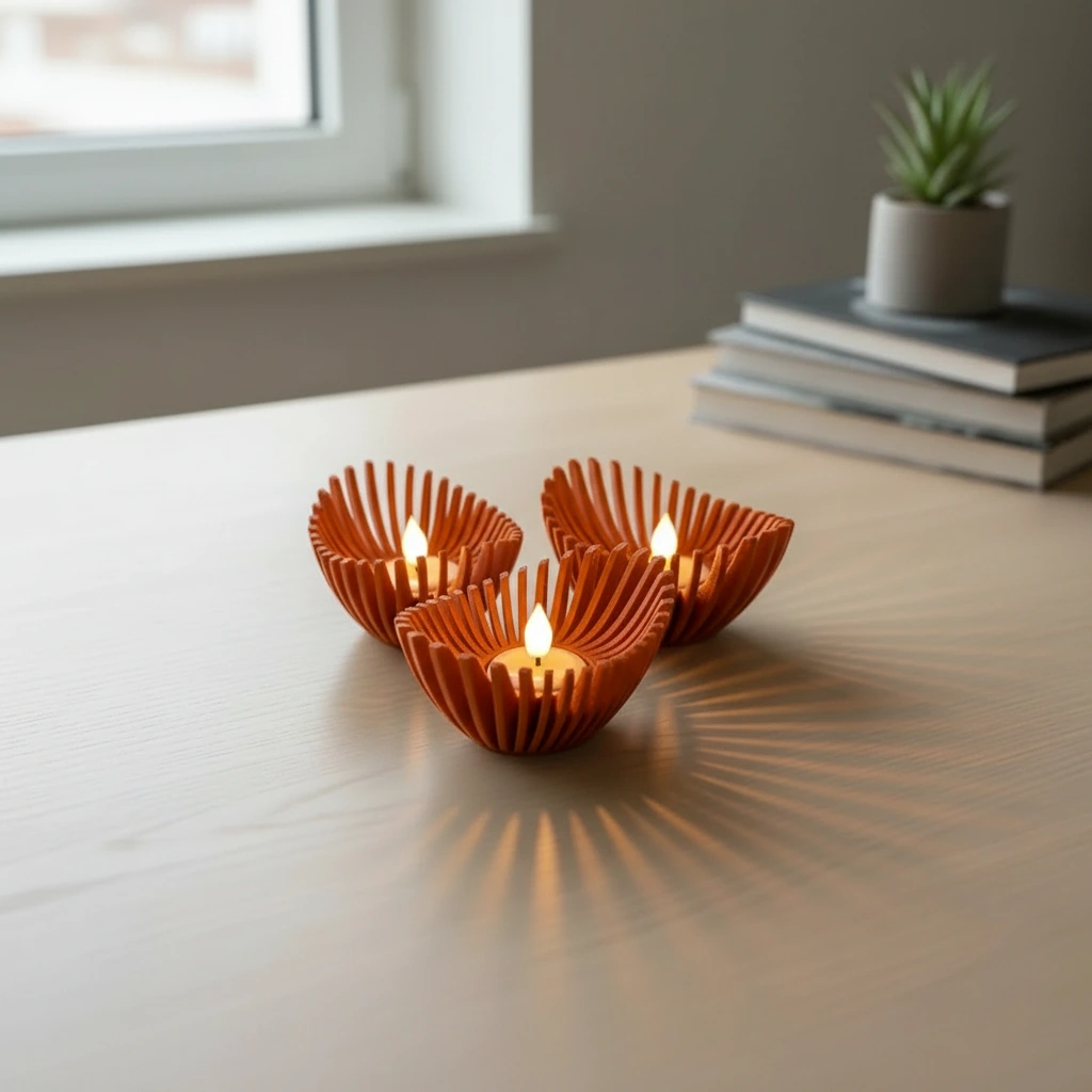 Mini Lampă de veghe LED decorativă cu design geometric modern - Orange compozit mat, imprimare 3D Vibecraft